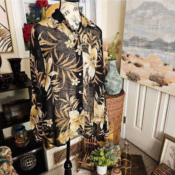 VTG Alfred Dunner Sheer Multi Floral Shirt. - Picture 6 of 14